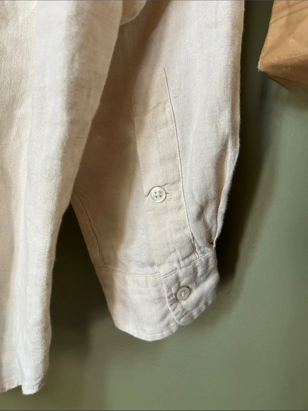 Vintage Polo by Ralph Lauren Men's Light Cream Linen Button-Down Shirt